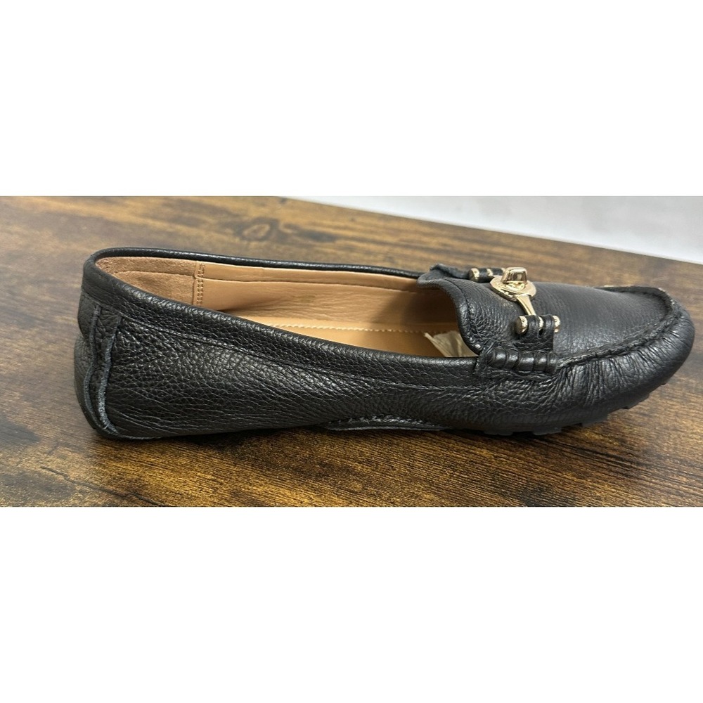 Coach Arlene Black Leather Driving Loafers 8B Turnlock Gold Quiet Luxury Flats - Picture 5 of 14